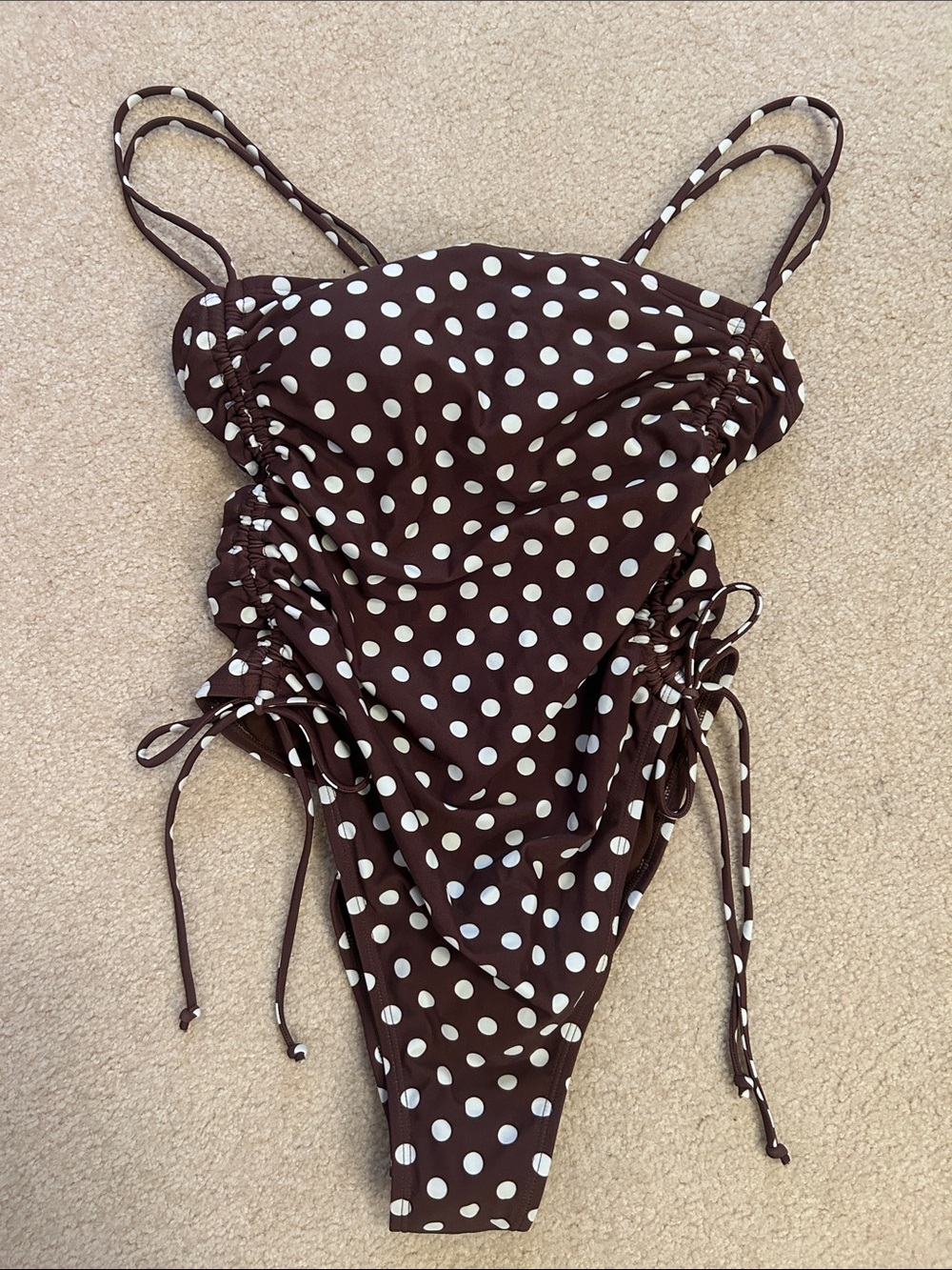 wild fable Brown Polka Dot Ruched One-Piece